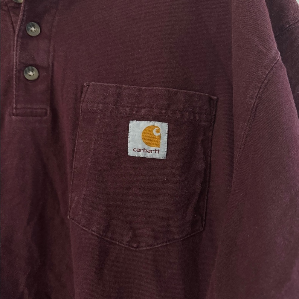 CARHARTT Workwear Short-Sleeve Henley Shirt In Port Maroon Size XL - Picture 5 of 6